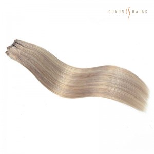 Machine Weft Full Cuticle Dark Ash Blonde Virgin Hair Balayage Highlights Weft Human Hair Extensions
