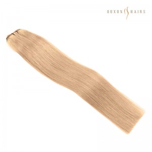 European Virgin Hair Dark Blonde/Ash Blonde Machine Hybrid Wefts Hair Extensions Double Drawn