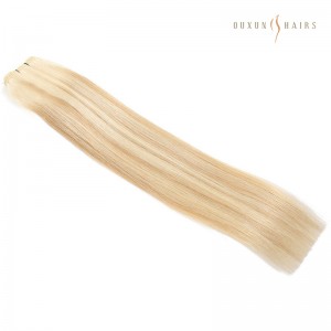 Honey Blonde Mix With Platinum Blonde Machine Hair Weft Hair Extensions Human Hair 10-34 inch 100g Factory Price