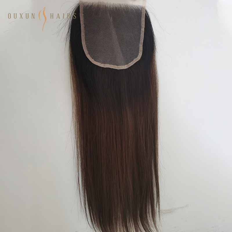 OXLC02 Invisible HD Lace Closure Natural Chinese Brazillian Virgin Remy 100% Human Hair 1B2A Color 5*5inch Custom color-Brazilian Human Hair Wholesale