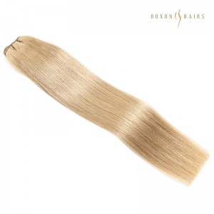 Machine Weft Human Hair Extensions 16 inch Sandy Blonde #22 Silky Straight Remy Virgin Hair Weft 100gm