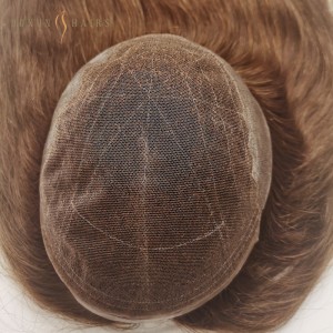 OXTL20 Q6 Women Hair Topper 8*10inch Base Size #3 Dark Brown 18inch Raw Virgin Human Hair Bleached Knots Swiss Lace Women Hair Toupee, Polyskin Side and Back For Hair Loss- Top Wig Manufacturers