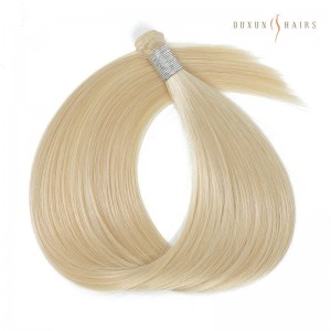 Factory Wholesale Platinum Blonde Hair Extensions Machine Double #60 Blonde Hybrid Wefts Remy Hair Weft Extension