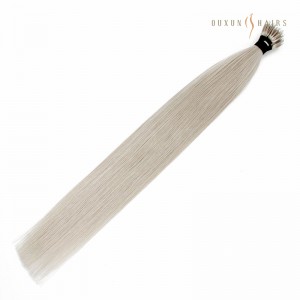 Russian Virgin Hair Mongolian Hair Extensions Fusion Keratin Nano Bond Ring Link Super Double Drawn #60a Silver White Blonde Straight-Reputable Hair Extension Companies