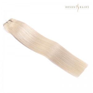 Luxurious Virgin Straight Machine Weft Hair Extensions in #60b Light Vanilla Blonde Shade
