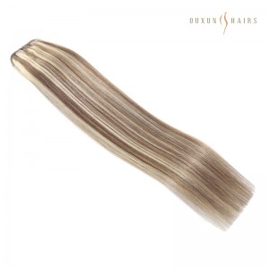 Ash Brown & Platinum Blonde Highlights Virgin Human Hair Machine Weft Extensions | Hair Weave
