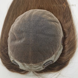 OXTL17 100% Human Hair Piece Dark Brown Hair Topper Hair Replacement Swiss Lace Breathable Clip in Hair pieces for Women-Good Wig Company