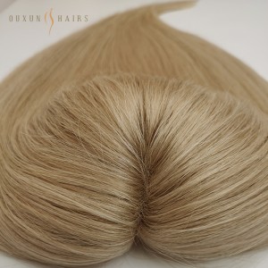 OXTL09 9X10 inch Lace Hair Topper With Skin Base Around Pre-Styled Golden Blonde 150% Density Hair Topper Straight For Baldness and Thinning Hair-French Lace Wholesale Suppliers