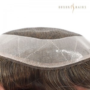 OXAM02 Australia Base Men Toupee Lace with PU Hairpieces Hair System With PU Perimeter Male Prosthesis Breathable Wig Prosthesis Replacement Wholesale China Factory
