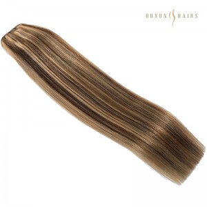Russian Tiny Weft Hair Extensions In Ombre Dark Brown And Natural Blonde Highlights, Manufactured In China Factory