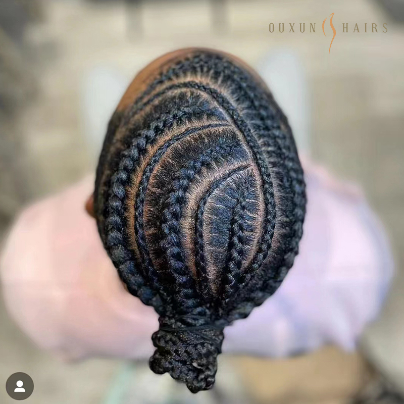 OXTL31 Braided Full Lace Human Hair Wigs African American 4B4C Afro Kinky Curly Locs Bulk Crochet Lace Wigs Men Toupee  8×10 inch Microlocs Braids-Human Hair Wigs Factory