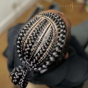 OXTL31 Braided Full Lace Human Hair Wigs African American 4B4C Afro Kinky Curly Locs Bulk Crochet Lace Wigs Men Toupee  8×10 inch Microlocs Braids-Human Hair Wigs Factory