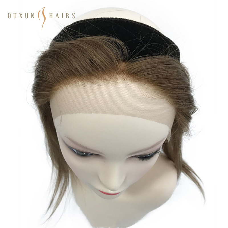 OXTL28 100% Unprocessed Virgin European Hair Frontal Band Lace Grip For Jewish Wigs ,Lace Hair Hairline Hair Topper with Grip Glueless Brown Color-Hair Pieces Suppliers