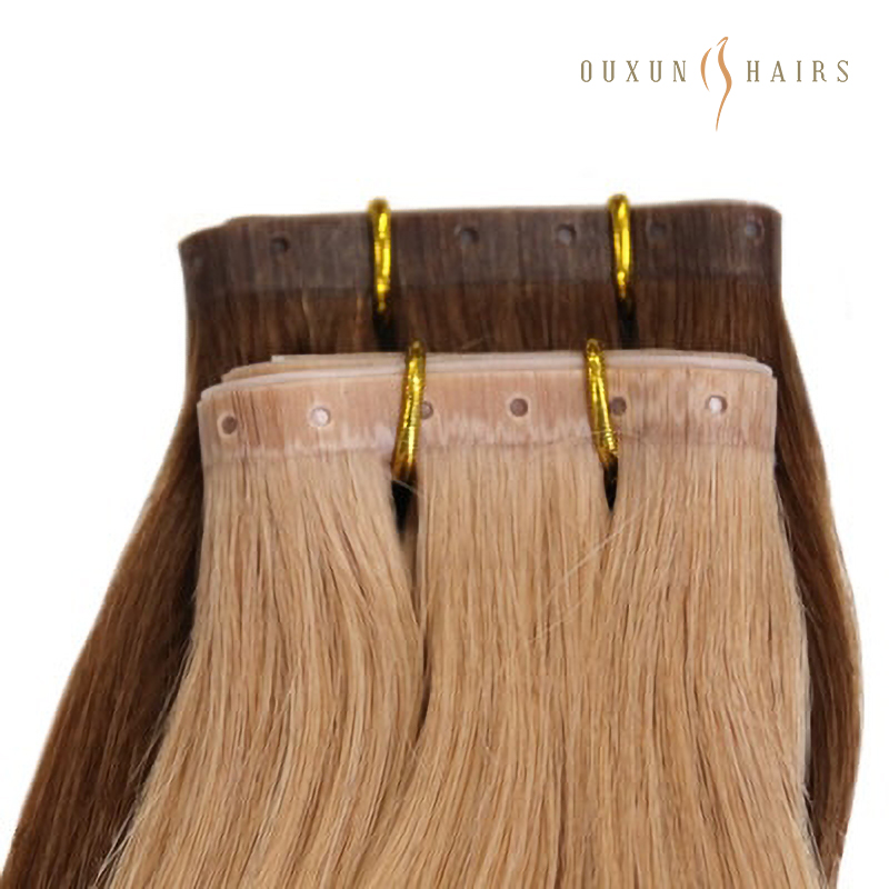 Pu Pull Through Seamless Invisible Skin Weft Extension with Genius Holes 100% Virgin Human Hair Double Drawn Extensions Weft Hair-Human Hair Suppliers