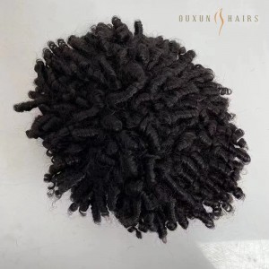 OXTL32 Brazilian Remy Virgin Human Hair Replacement #1b 15mm Curly 8×10 Toupee Full Lace Units for Black Men 100 Hand tied Indian Hair Piece Salon Unit-Hair Replacement Manufacturers