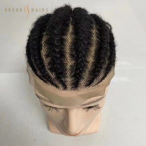 OXLM05 Toupee For Men Braided Full Lace Wig Men Toupee For Black Men Human Hair Replacement Afro Corn Braids Male Hair Prosthesis Wigs for Men-Hair Piece Manufacturers