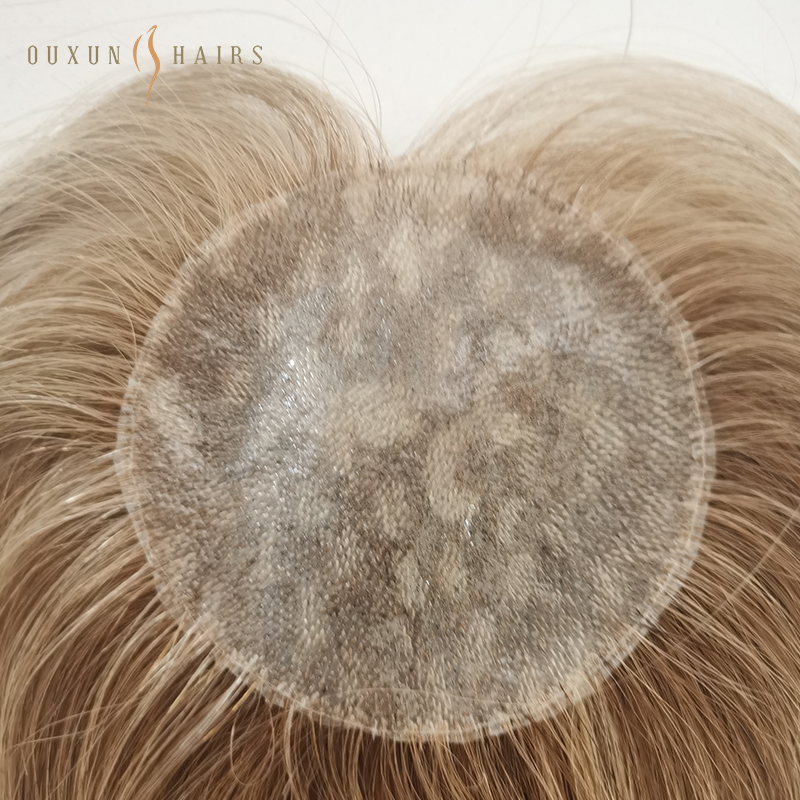 OXTS02 Thin Skin Hair System for Crown Area Wholesale Hand-Knotted Skin Poly Human Hair For Women Bald Spot Patch Unpatterned Hair Loss Hair Pieces Pattern Baldness-Hair Vendors