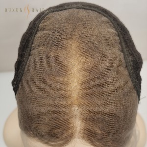 OXJW01 Hot Sale Virgin Hair European Human Hair Lace Top Wig Wholesale Nature Handtied Jewish Wig Kosher Wig 18 Inch Balayage Highlight to Ash Brown-Jewish Wigs Manufacturers