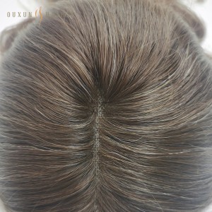 OXTL12 Breathable Swiss Lace Full Lace Base Hand-tied 100% Human Hair Topper With Poly Skin Around Clip In Hair Piece Toupee 5.5*6inch 16inch Hair Length Light Wavy Hair Toupee-Hair Piece Manufacturers