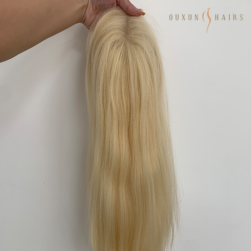 OXTL26 Factory Direct Sale Natural Luxury Lace Front With Open Weft Back Hair Topper for Women Silky Straight Human Hair Pieces Remy Hair Topper Handmade Knot Hair Piece Topper | Hair Loss Chemo Replacement System-Human Hair toupee Manufacturers