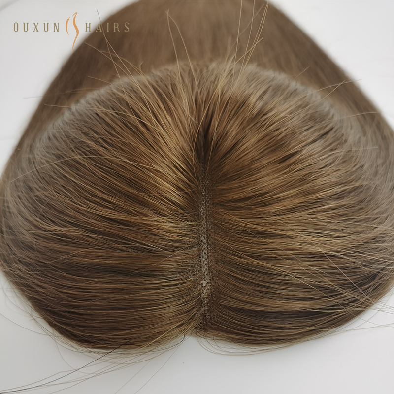 long hair topper lace with pu around dark brown (1)