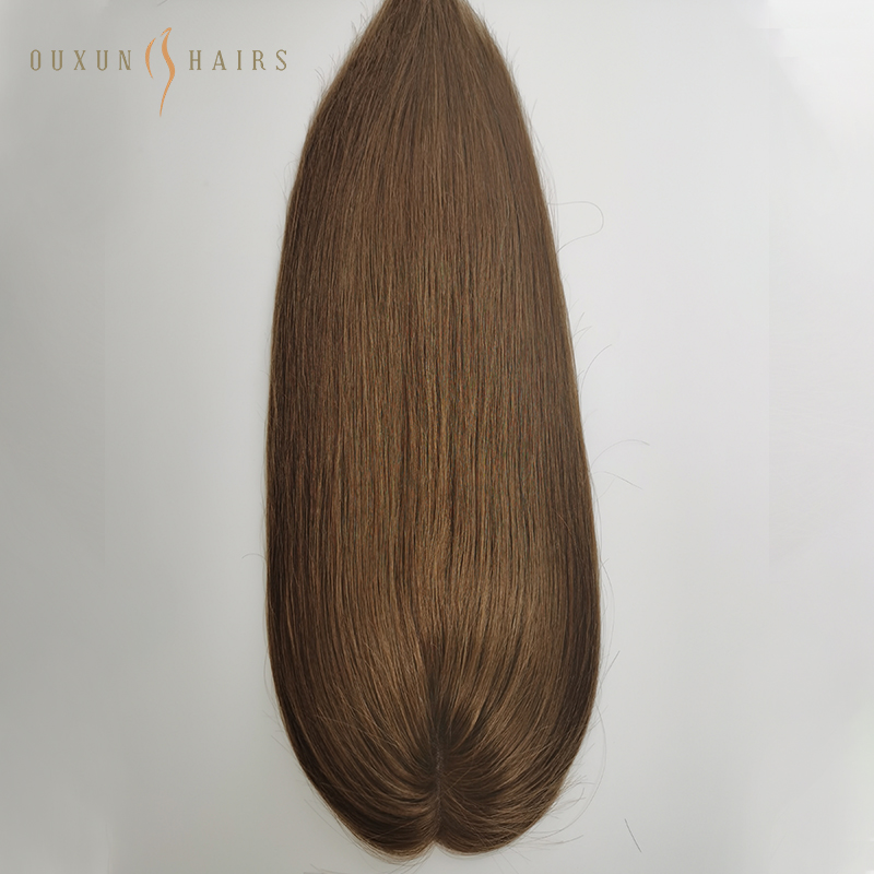 long hair topper lace with pu around dark brown (2)