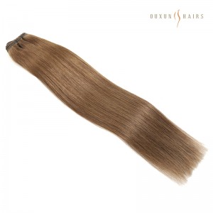 Factory Price Silky Straight Machine Weft Hair Extensions in #6 Medium Brown Shade