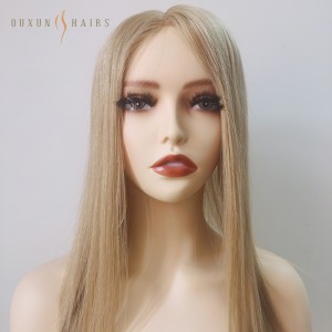 OXTM10 Women’s Topper Hair System Fine Mono PU 360 Perimeter Skin Poly Super Fine Welded Mono Hair System Lady Hair Topper Virgin Human Hair #613 Blonde-Wholesale Wigs Manufacturers