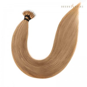 #27 Bronzed Blonde Brazilian Coloured Flex Tip Nano Ring Hair Extensions 28inch Long Hair Full Head Double Drawn Remy Human Hair- 100 Strands-Human Hair for Weaving Wholesale