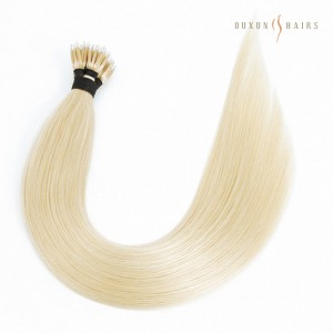 Nano-tip Human Hair Extensions,Nano Ring Hair Extensions #613 Bleach Blonde,100% Unprocessed Raw Temple Human Hair-Hair Extensions Factory