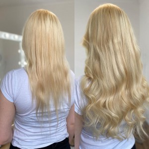 Nano-tip Human Hair Extensions,Nano Ring Hair Extensions #613 Bleach Blonde,100% Unprocessed Raw Temple Human Hair-Hair Extensions Factory