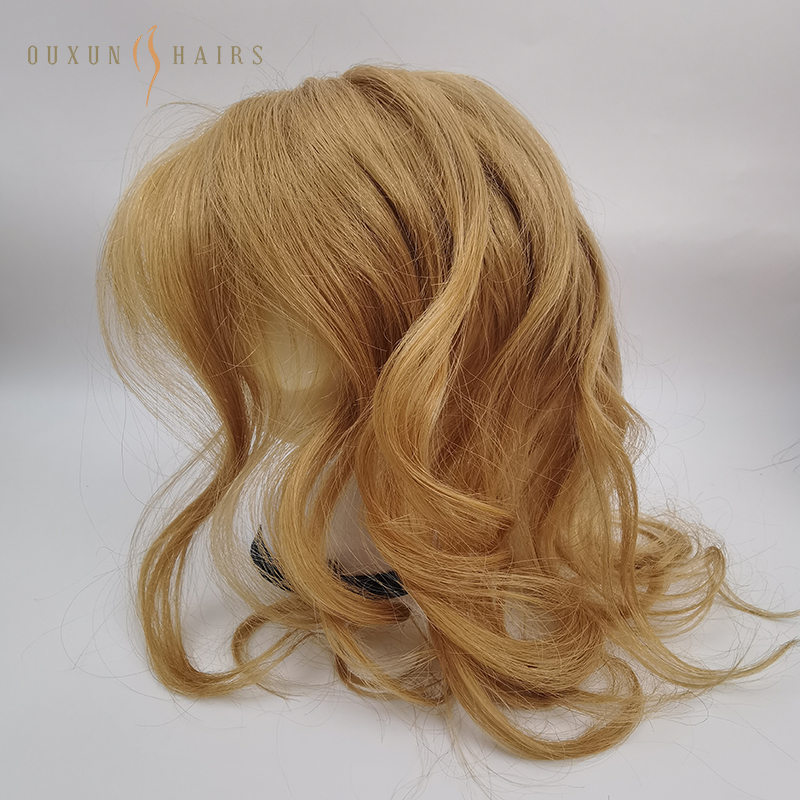OXTL29 Toppers / Wiglets / Enhancers -Virgin Remy Human Hair Lace With Poly Skin Base Hair Topper Hairpieces Hair Replacement Systems Blonde Balayage Highlight Color-Thewig Company