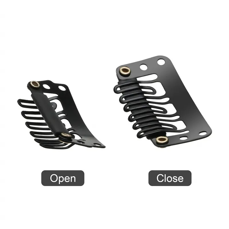 Wig Clips U Shape Metal Clips With Soft Rubber 6 Teeth Stainless Steel Material for Hair Extensions DIY, 1.25inch (Black) Metal Clips With Soft Rubber