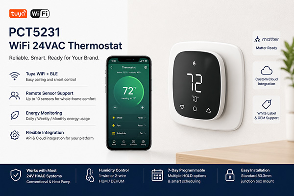 Smart Thermostat White Label OEM: Native Matter Integration and Pin-Compatible Wi-Fi Module Customization