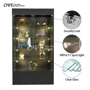 Glass cabinet display with two glass shelves and factory price | OYE