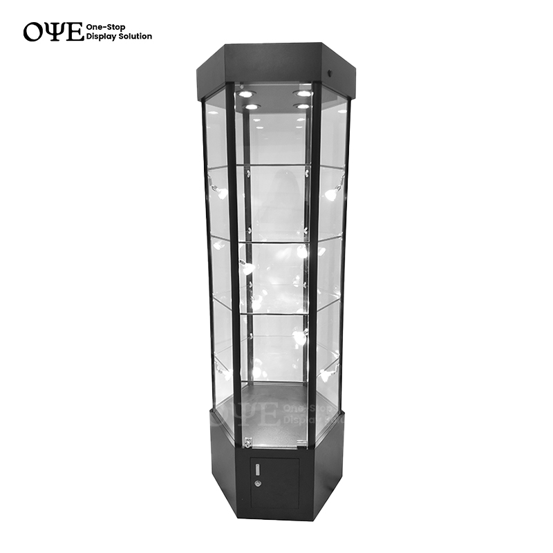 Store display cabinets for sale with four 7.1mm thick glass shelves    Oyea