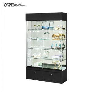 Op maat gemaakte hoge glazen vitrinekast met opbergruimte Fabrikanten&leveranciers I OYE