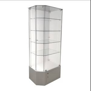 Display showcase for shop with Cupboard at base (400mm high), white lacquered finish |  OYE