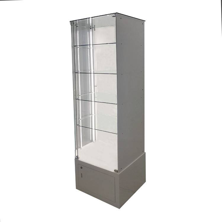 Excellent quality General Store Display Case - Display showcase for shop with Cupboard at base (400mm high), white lacquered finish |  OYE – OYE