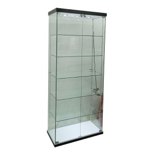 Glass display case for collectibles with 5 adjustable shelves,2 led light  |  OYE