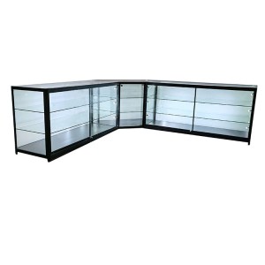 Glass shop counter display cabinet with three cabinets come together  |  OYE