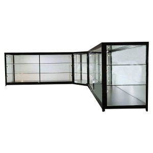 Glass shop counter display cabinet with three cabinets come together  |  OYE