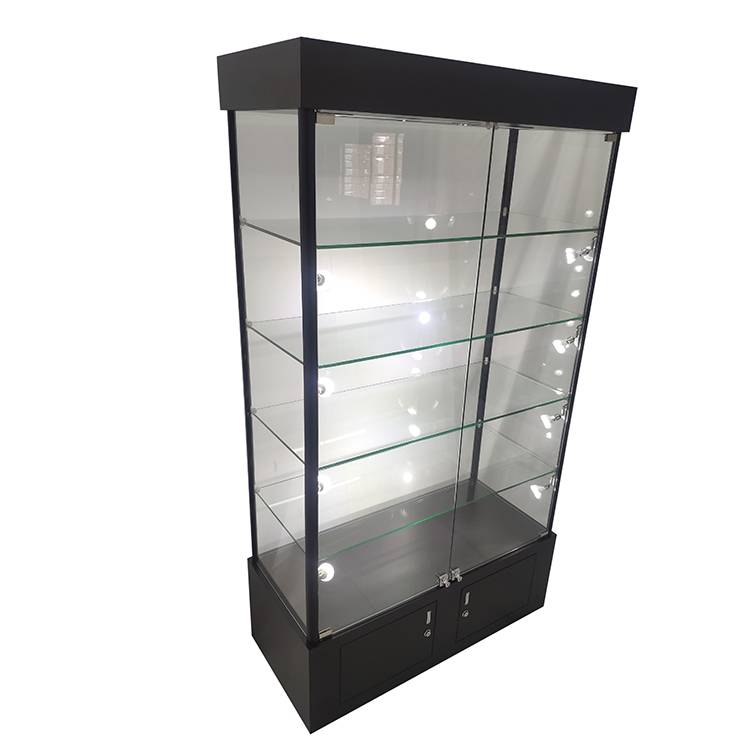 Super Lowest Price Small Glass Trophy Case – Glass trophy display case with 4 adjustable shelves,led light  |  OYE – OYE detail pictures