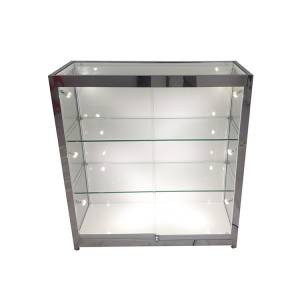 Cheap PriceList for Glass Jewellery Display Cabinet - Retail display case locks with White laminate panel,Polished stainless steel framed glass cabinet  |  OYE – OYE