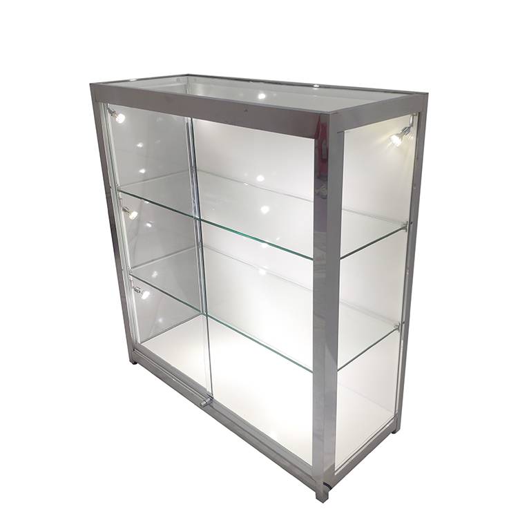 https://www.oyeshowcases.com/retail-display-case-locks-with-white-laminate-panelpolished-stainless-steel-framed-glass-cabinet-oye-product/
