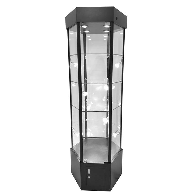 Bottom price Glass Shop Counter Display Cabinet - Store display cabinet for sale with four 7.1mm thick glass shelves  |  OYE – OYE