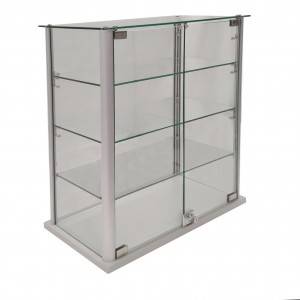Table top glass jewelry display cases with MDF grey melamine   |  OYE