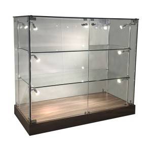 Wood and glass jewelry display cases with Walnut  veneer with 4 Side Lights  |  OYE