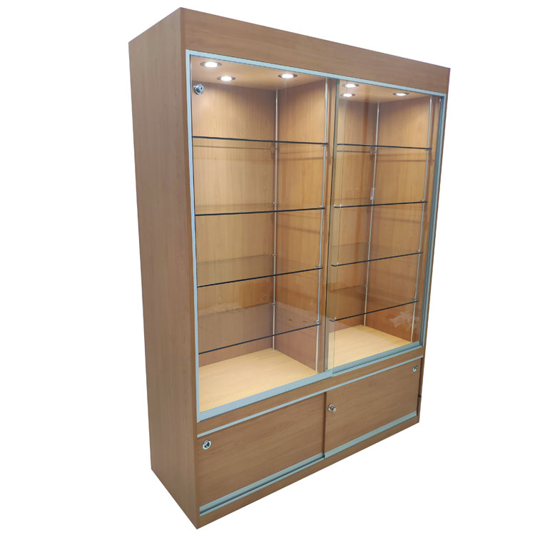 Reasonable price Corner Trophy Case - Glass display case with lights,lockable sliding doors | OYE – OYE