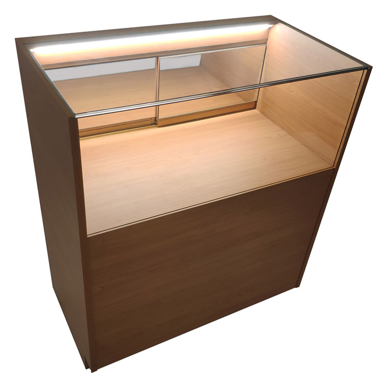 https://www.oyeshowcases.com/wood-and-glass-display-case-with-top-section-side-led-strip-oye-product/